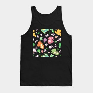 Playful bunnies with cherry blossom,  radish and cabbage seamless repeat pattern Tank Top